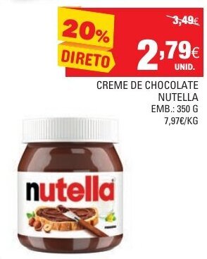 Continente Creme de Chocolate Nutella 350g promoção