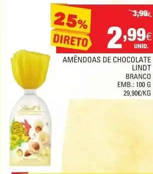 Continente Amêndoas de Chocolate Lindt Branco 100g promoção
