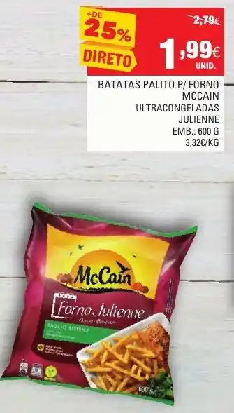 Continente Batatas Palito P/ Forno Mccain Ultracongeladas Julienne 600g promoção