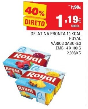 Continente Gelatina Pronta 10 Kcal Royal 4x100g promoção