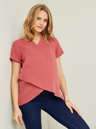 Vertbaudet Blusa em gaze de algodão, especial gravidez e amamentação -... promoção