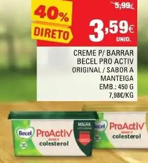 Continente Creme P/Barrar Becel Pro Activ Original/Sabor a Manteiga 450g promoção