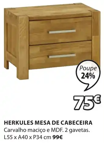 JYSK Herkules Mesa de Cabeceira L55 x A40 x P34cm promoção