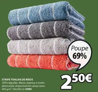 JYSK Stripe Toalha de Mãos 500g/m² 50x100cm promoção