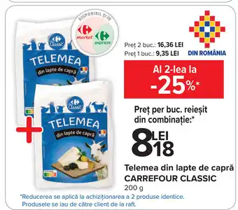 Carrefour Carrefour Classic Telemea din lapte de capră 200 g Ofertă