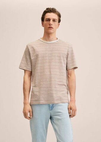 MANGO Tricou din in cu dungi Ofertă