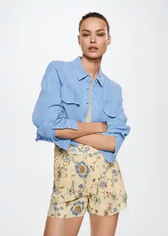 MANGO Pantaloni scurți din in cu imprimeu Ofertă