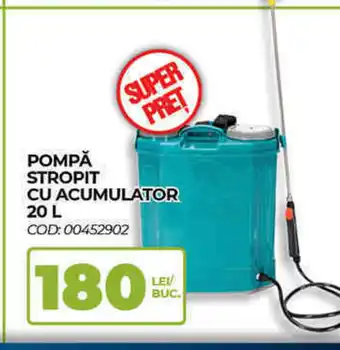 Pompă Stropit Cu Acumulator 20 l