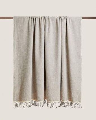 Zara Home Pătură din bumbac cu dungi Ofertă