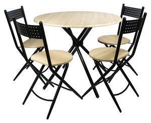 Favi Set masa kaliope cu 4 scaune, natur, 90x90x77 cm Ofertă