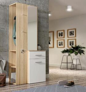 Favi Cuier modern cu oglinda pentru hol lothal, stejar/alb, 64x34x196 cm Ofertă