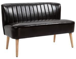 Favi Homcom canapea moderna din material imitatie de piele cu 2 locuri fara brate, structura si picioare din lemn, 117x56,5x77cm m Ofertă