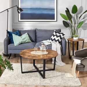 Favi Masa cafea vintage rotunda, maro rustic, 47 x 88 x 88 cm Ofertă