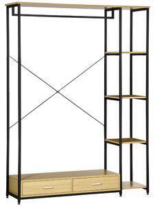 Favi Homcom raft pentru haine in stil industrial cu 2 sertare si 4 rafturi deschise furnizat, din otel si pal, 130x40x180cm, lemn Ofertă