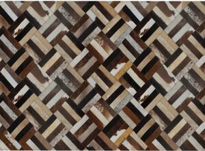 Favi Covor de lux din piele, maro/negru/bej, patchwork, 70x140 , piele de v Ofertă