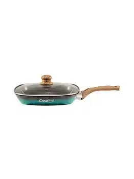 Tigaie grill green nature, heinner, cu capac, 48 x 28 x 4 cm, aluminiu, turcoaz