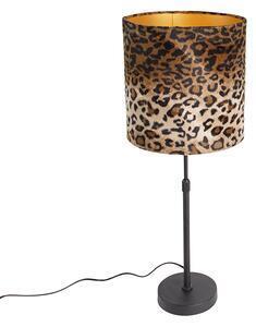 Lampă de masă umbră de catifea neagră design leopard 25 cm - parte