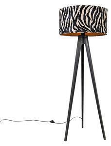 Favi Lampa de podea trepied negru cu abajur zebra 50 cm - tripod classic Ofertă