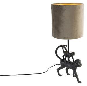 Favi Lampă de masă vintage neagră cu nuanță din stofă taupe - aap unge Ofertă
