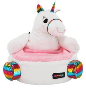 Favi Fotoliu tip sac pentru copii in forma de unicorn bufel, alb/roz, 50x45 Ofertă