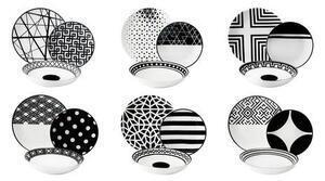 Favi Set de vase emily, 18 piese, portelan, alb/negru Ofertă