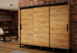 Favi Dulap cu usi glisante lift 250, 250x212x62, stejar kraft auriu/negru Ofertă