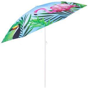 Favi Umbrela plaja, cu inclinatie, multicolor, model flamingo, 160 cm, springos Ofertă