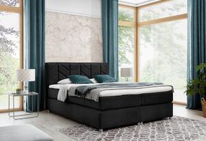 Favi Pat tapitat boxspring modla + topper, 120x200, negru Ofertă