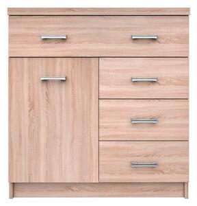 Favi Comoda stejar sonoma cu usa si 4 sertare top mix, 80x33x85 cm Ofertă