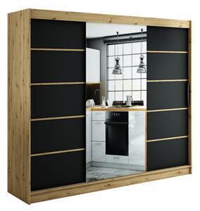 Dulap glisant letos v2, 250x200x62, artisan/negru