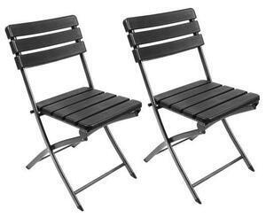 Favi Set 2 scaune pliabile gradina, camping, pescuit, cadru metalic, hdpe, negru, max 120 kg, 38x46x82 cm Ofertă