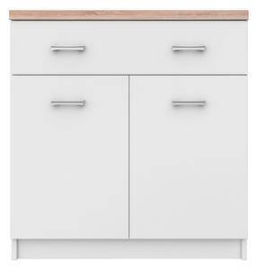 Favi Comoda cu sertar si 2 usi top mix, alb/stejar sonoma, 80x33x85 cm Ofertă