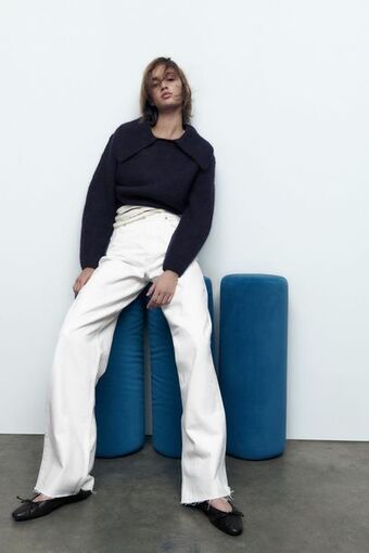 Zara Pulover din tricot cu guler polo Ofertă