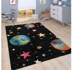 Favi Covor de joacă pentru camera copiilor planet star negru, model 20393, 80x150cm, 80x150cm Ofertă