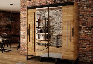 Favi Dulap cu usi glisante lift y1 200, 200x212x62, stejar kraft auriu/negru Ofertă