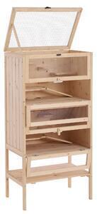 Favi Pawhut cusca pentru rozitori si hamsteri cu 4 rafturi cu acoperis trapa in lemn 60x40x120cm Ofertă