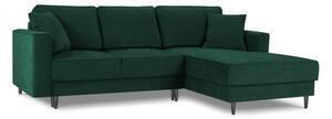 Favi Coltar extensibil dunas cu tapiterie din tesatura structurala, colt pe partea dreapta si picioare din metal negru, verde inch Ofertă