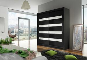 Dulap dormitor cu uşi glisante carla xi, 180x215x57, negru mat