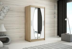 Dulap cu usi glisante squere 100, 100x200x62, sonoma/alb