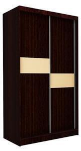 Dulap cu uși glisante adriana, 150x216x61, wenge/sticlă vanilie