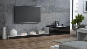 Comoda tv life, alb/negru lucios, 300x42x35 cm