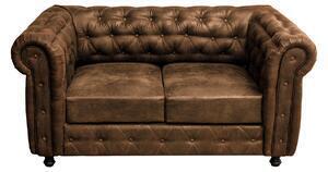 Canapea chesterfield fixa, 2 locuri, cu arcuri, maro deschis, 168x90x80 cm