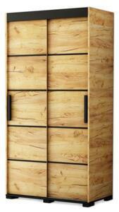 Dulap cu usi glisante gori v1 100, 100,5x195x62, stejar kraft auriu/negru