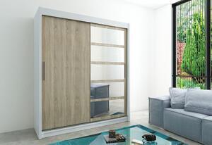 Dulap cu usi glisante salvini 1 180, 180x200x62, alb/sonoma