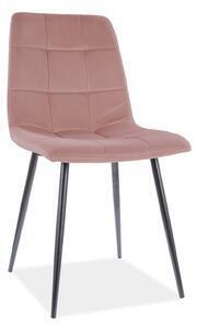 Scaun tapitat cu catifea mata mila, roz, 47x45x87