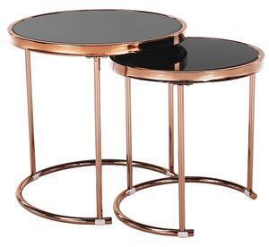 Set de 2 măsuţe de cafea, auriu roz roz crom / negru, morino
