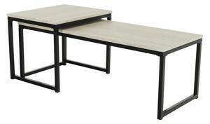 Set 2 măsuţe de cafea, stejar sonoma/negru, kastler typ 2