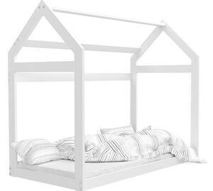 Pat pentru copii domek + somieră + saltea gratis, 80x160, alb