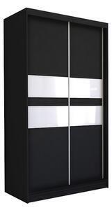 Dulap cu uși glisante iris, negru/sticlă albă, 150x216x61