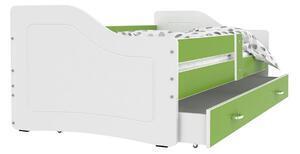 Pat pentru copii swan p1 color + saltea + somieră gratis, 180x80, verde/alb